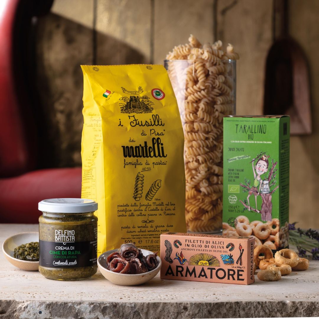 Box ricetta Fusilli con cime di Rapa, Colatura di Alici e briciole croccanti - max 6 porzioni