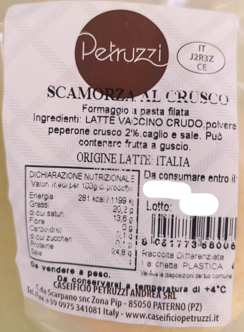 Scamorza ai Peperoni Cruschi Petruzzi 300g 1° Premio Crudi in Italia Freschi Latte Vaccino 2025