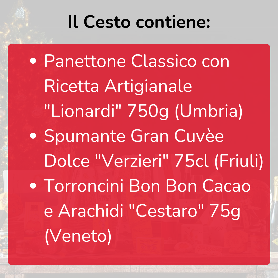 Cesto di Natale "Vintage" - Panettone, Spumante e Torroncini