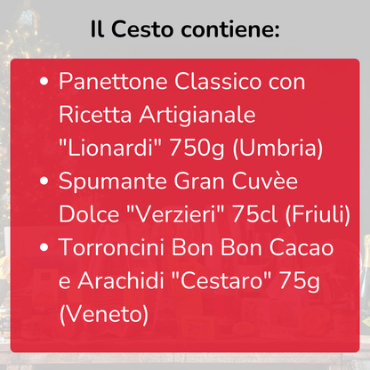 Cesto di Natale "Vintage" - Panettone, Spumante e Torroncini