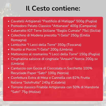 Cesto di Natale "Intramontabile" - 11 Prodotti enogastronomici Tipici Natalizi