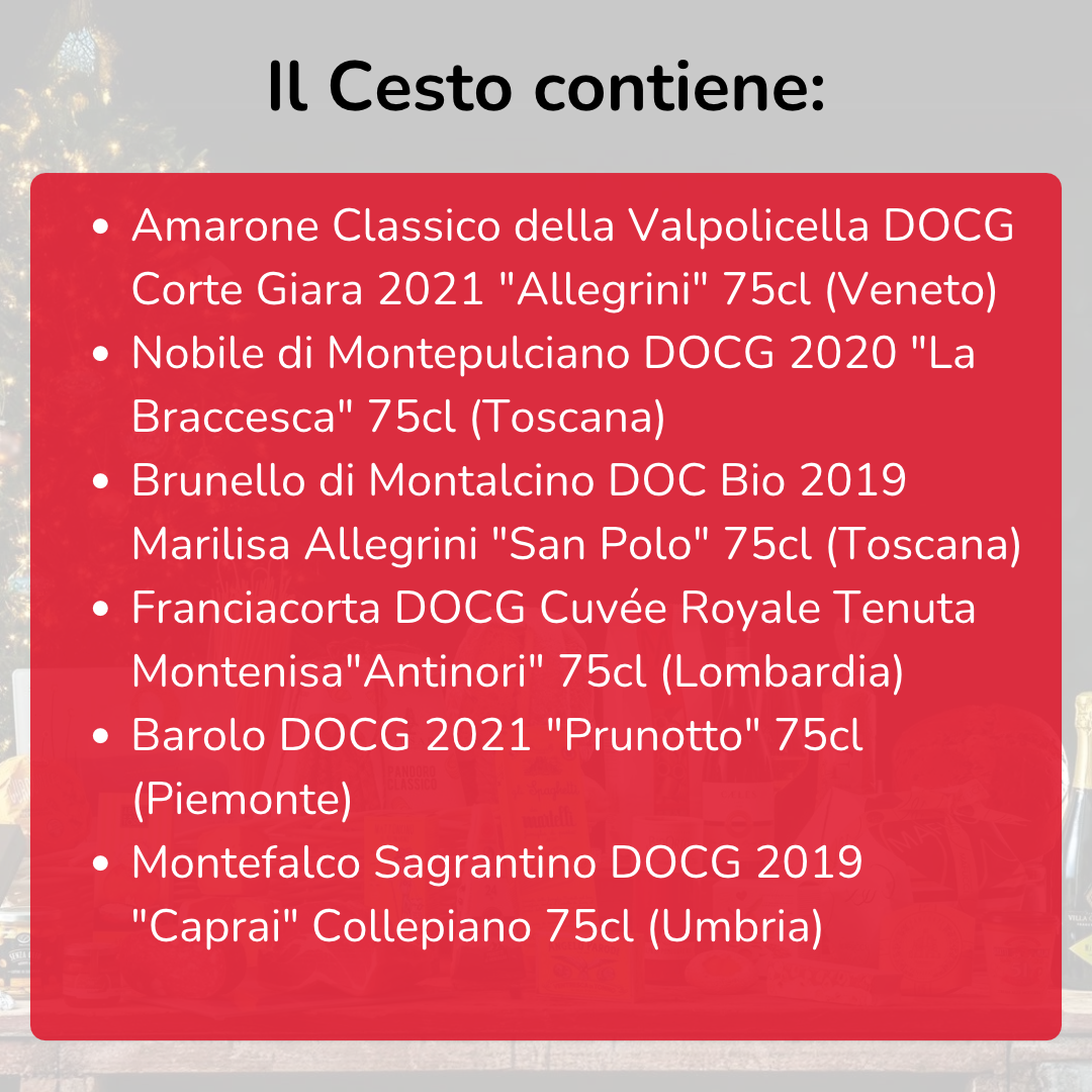 Cesto di Natale Vini "Castello" - 6 bottiglie rossi e bollicina