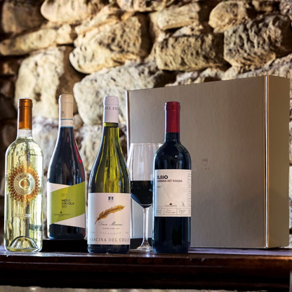 Cesto di Natale Vini "Cantina" - 4 bottiglie bianco, rossi e passito BIO