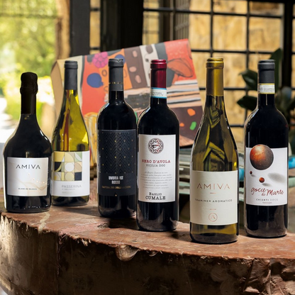 Easter basket of "Allegra comitiva" wines - 6 bottles of red, white and sparkling wine