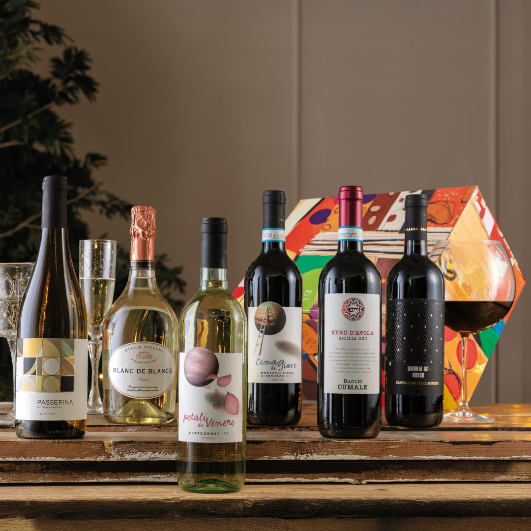 Cesto di Pasqua vini "Allegra comitiva" - 6 bottiglie rossi, bianchi e bollicina