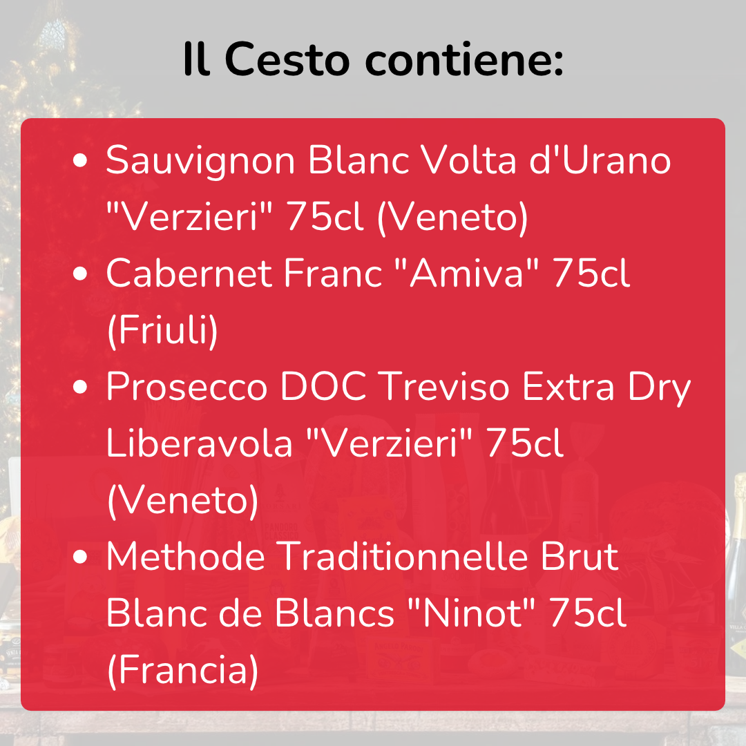 Christmas basket of "Goccia" wines - 4 bottles of sparkling wine, white and red