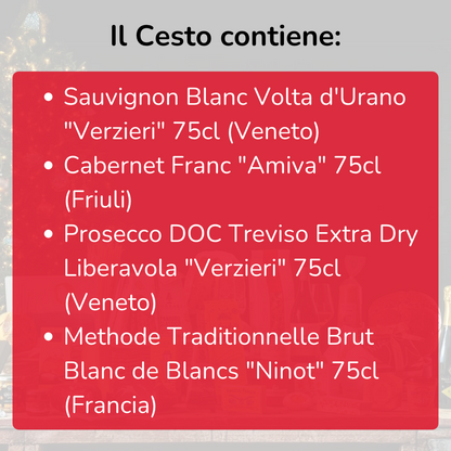 Christmas basket of "Goccia" wines - 4 bottles of sparkling wine, white and red