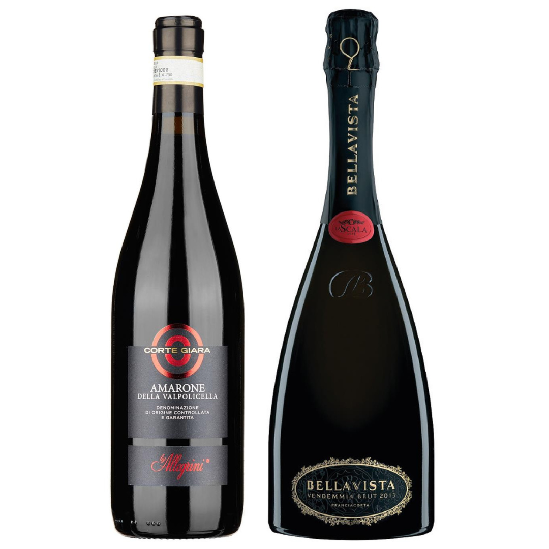 Cesto di Natale vini "Nettare" - Amarone Classico della Valpolicella DOCG e Franciacorta Millesimato DOCG Brut ed. Teatro alla Scala