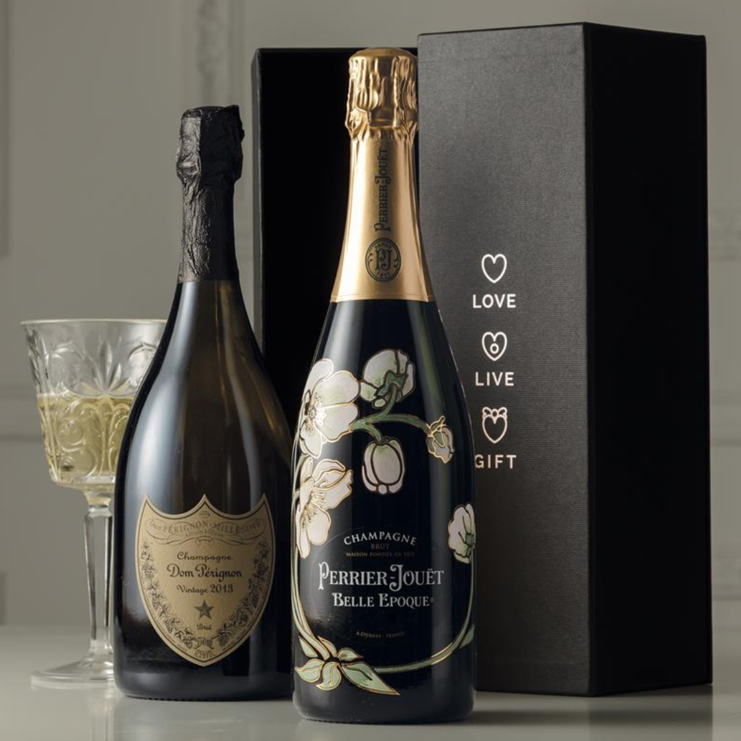 Cesto di Natale vini "Pérignon e Perrier" -Champagne Vintage “Dom Perignon” e Champagne Belle Epoque “Perrier-Jouet”