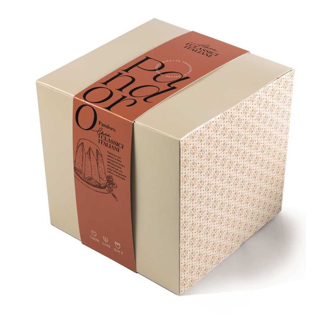 Pandoro classico ricetta artigianale in astuccio "Love Live Gift" con fascia 750g