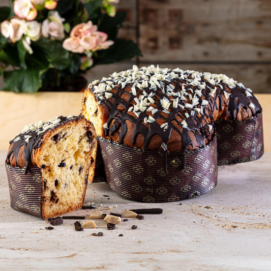 Colomba Artigianale al Cremino con Glassa Fondente e scaglie di cioccolato Bianco 72 ore di lavorazione "Satri" in scatola con guaina 1 kg