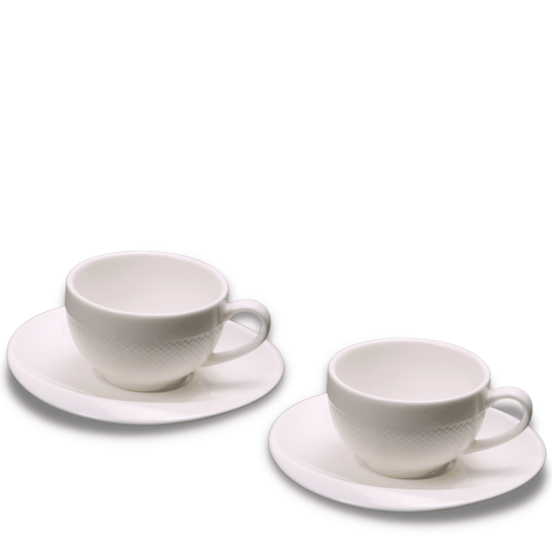 Set 2 tazzine Puff "Guinigi Home" in porcellana con piattino