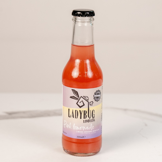 Kombucha artigianale analcolico "Pinklemonade" Limone, Zenzero e Mirtillo "Ladybug" 200ml