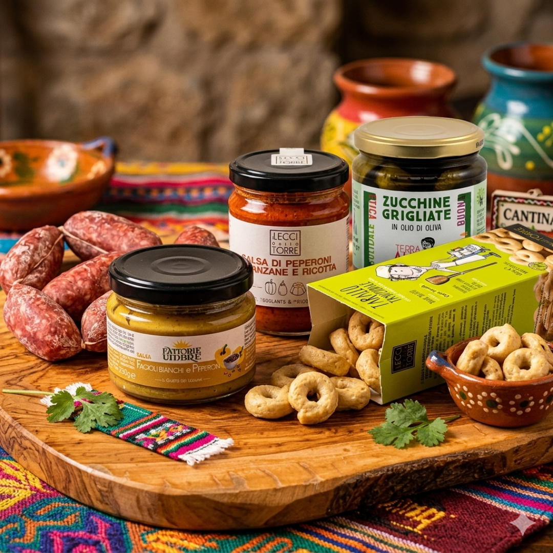 Box Messico - Fiesta e Salse... Tarallo classico con salse rustiche e salsicce norcine
