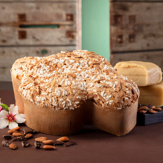 Colomba al Cioccolato in Gocce e pasta di Mandorle ricetta artigianale confezionata a mano con tnt Lilla "Mafucci" 750g