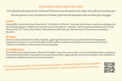 Box India - Profumi e chutney... zuppetta di lenticchie rosse con mattoncino croccante
