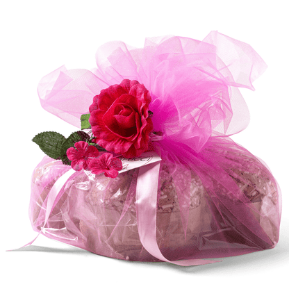 Colomba Classica ricetta artigianale confezionata a mano con tulle Rosa "Mafucci" - ricoperta con Glassa alle Nocciole