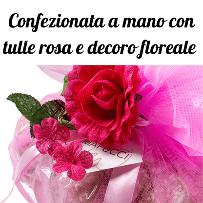 Colomba Classica ricetta artigianale confezionata a mano con tulle Rosa "Mafucci" - ricoperta con Glassa alle Nocciole