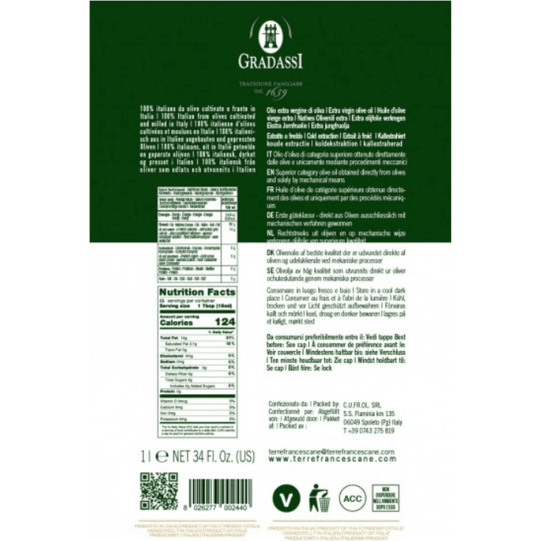 Olio E.V.O. 100% Italiano Centenaria Gradassi in lattina 1L