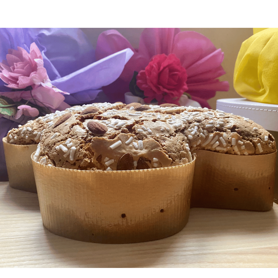 Colomba Classica ricetta artigianale confezionata a mano con tulle Rosa "Mafucci" - ricoperta con Glassa alle Nocciole