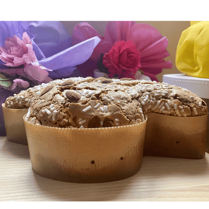 Colomba Classica ricetta artigianale confezionata a mano con tnt Ciclamino "Mafucci" - ricoperta con Glassa alle Nocciole